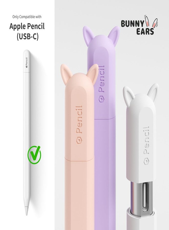 ELETIUO Silicone Case Compatible with Apple Pencil (USB-C),Protective Holder Grip Sleeve with Cap,Anti-Slip Cover Supports Magnetic Compatible with Apple Pencil 3rd Generation,Ear Pink - Image 2